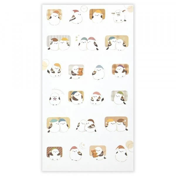 Relaxing Animals Night A series depicting each night of the animals that live leisurely.
This sticker contains two patterns: a cute Shimaenaga seal and a futon sticker.
The futon sticker is made of material that can be attached and peeled off, so you can enjoy layering it on the Shimaenaga
It is recommended for decorating notebooks.
2 Sheets included
Length 165Ă— width 90mm
Sticker with Shimaenaga: Japanese paper masking sticker
Sticker with futon: High-quality paper sticker 
