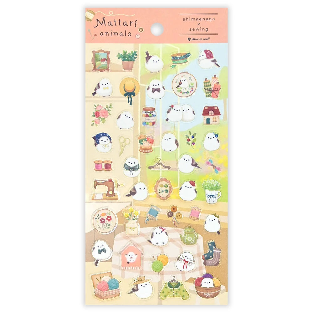 Mattari Animals Shimaenaga x Sewing Sticker Sheet
These are transparent stickers with cute relaxed animals and shining gold leaf.
I drew a warm sewing room and a cute Striped Long-tailed Shimaenaga. Perfect for any journal or planner.
Height 165× Width 90mm
Transparent Stickers
Sticker Gold Foil Stamping Finish
Pattern Backing Card