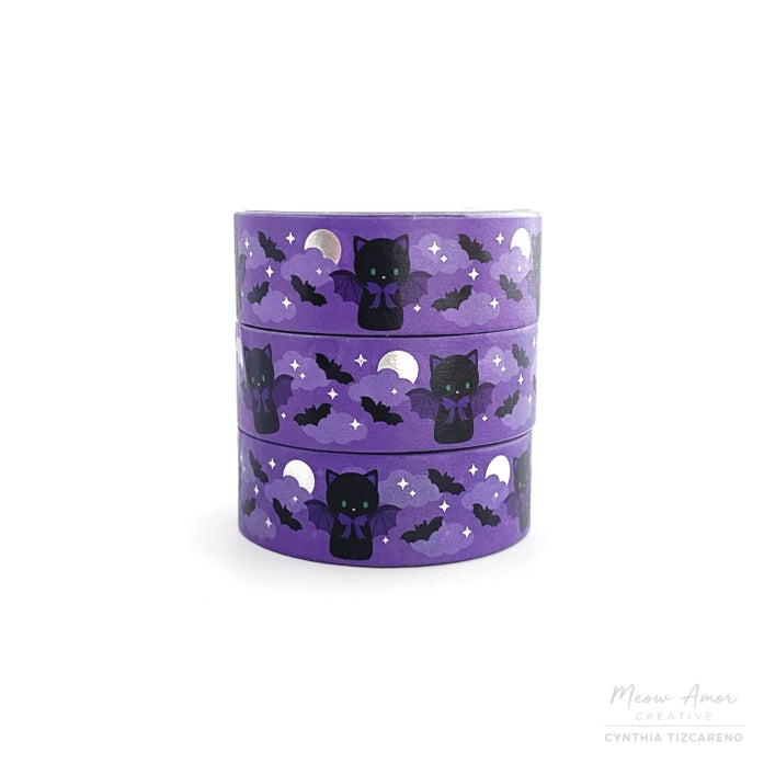Meow Amor Creative Bat Cat Holographic Foil Washi Tape