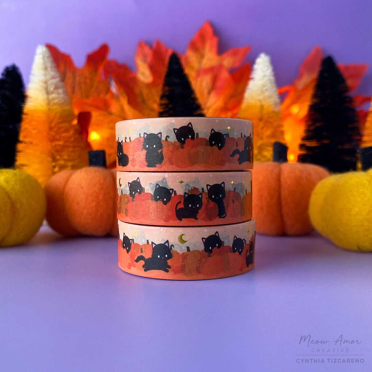 Meow Amor Creative Pumpkin Patch Gold Foil Washi Tape
