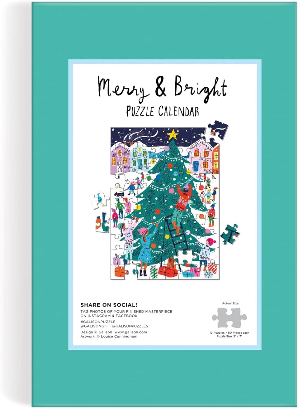 Merry and Bright 12 Days of Christmas Puzzle Advent Calendar
The Louise Cunningham Merry and Bright 12 Days of Christmas Advent Puzzle Calendar from Galison captures the spirit of the holiday season with twelve whimsical illustrations; one each on twelve 80-piece puzzles. One puzzle a day for the 12 days of Christmas. Galison puzzles are packaged in matte-finish sturdy boxes, perfect for gifting, reuse, and storage. Inserts of the 12 full puzzle image is included.
Box Size: 11.25 x 8.25 x 5.25”, 286 x 210