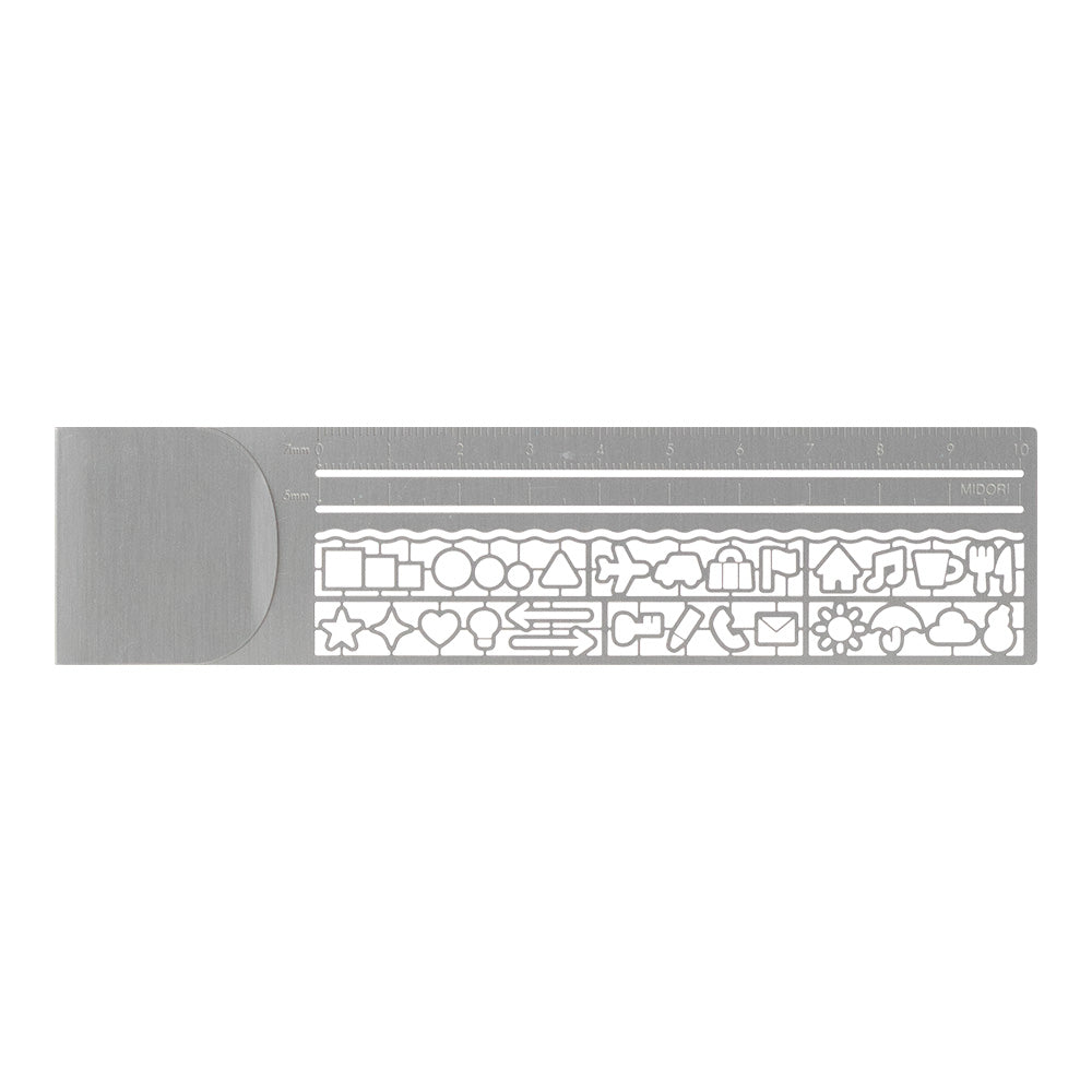 Midori Clip Ruler - Silver - Decorative Stencil