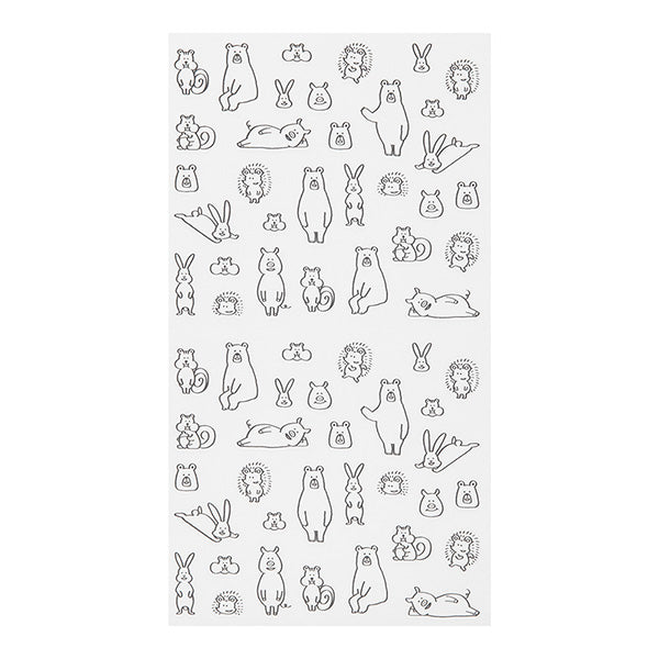 The "Talking Forest Animal Pattern" is a slightly surreal design featuring forest animals such as bears and rabbits drawn with a loose touch. You can express your mood of the day with the unique expressions of the cute forest animals.