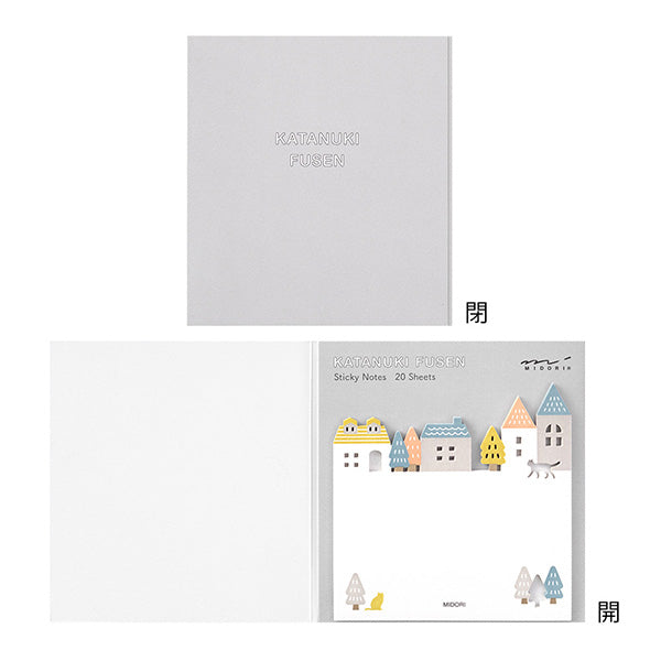 A "city pattern" in which a cat walks through a colorful cityscape. It has a simple and easy-to-write design. If you peek out the die-cut part from a notebook or notebook, you can even use it like a bookmark.
The bottom of the sticker is glued, and when attached, the top floats slightly. The glue part is cut out as little as possible to prevent tearing when flipped.
Includes 20 notes in each package