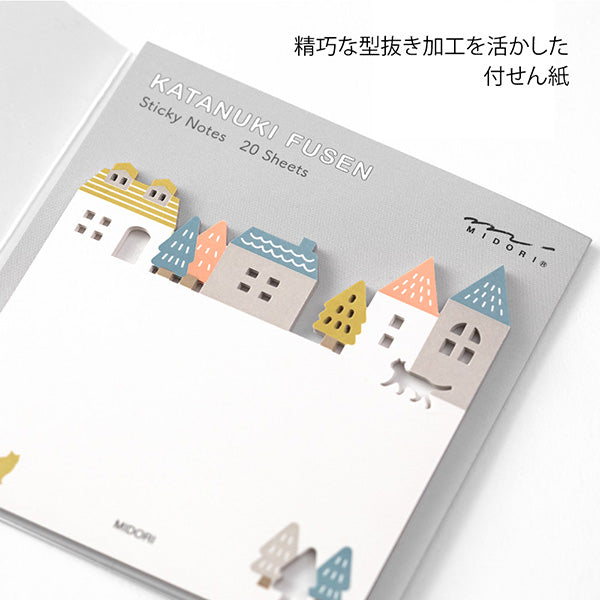 A "city pattern" in which a cat walks through a colorful cityscape. It has a simple and easy-to-write design. If you peek out the die-cut part from a notebook or notebook, you can even use it like a bookmark.
The bottom of the sticker is glued, and when attached, the top floats slightly. The glue part is cut out as little as possible to prevent tearing when flipped.
Includes 20 notes in each package