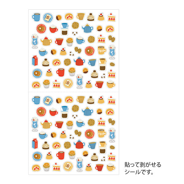 Midori Sticker Sheet - Cafe
The "café pattern" is a collection of delicious items that are likely to be on the café menu, such as café lattes, tea, pancakes, and baked goods, and is perfect for when you want to take a break.