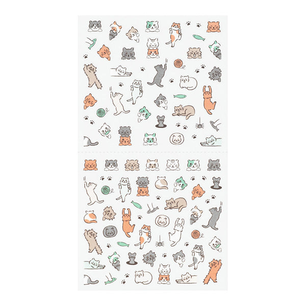The 'Ruled Cat Pattern' is a sticker that matches the ruled lines of your planner to make it fun to decorate. Cats in various poses play with ruled lines.
