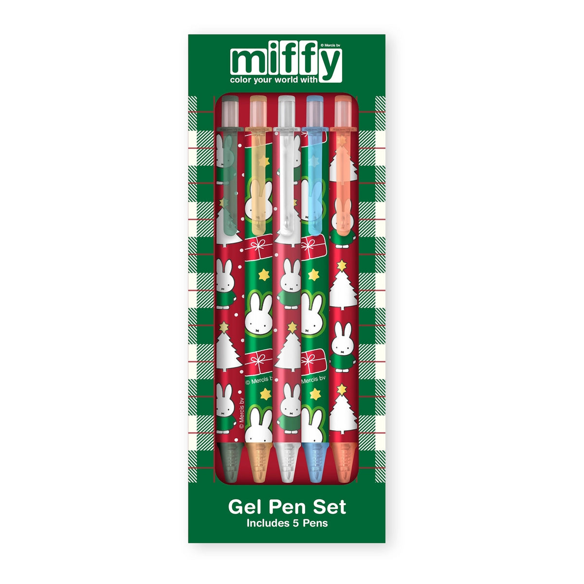 Miffy Christmas Plaid Gel Pen Set