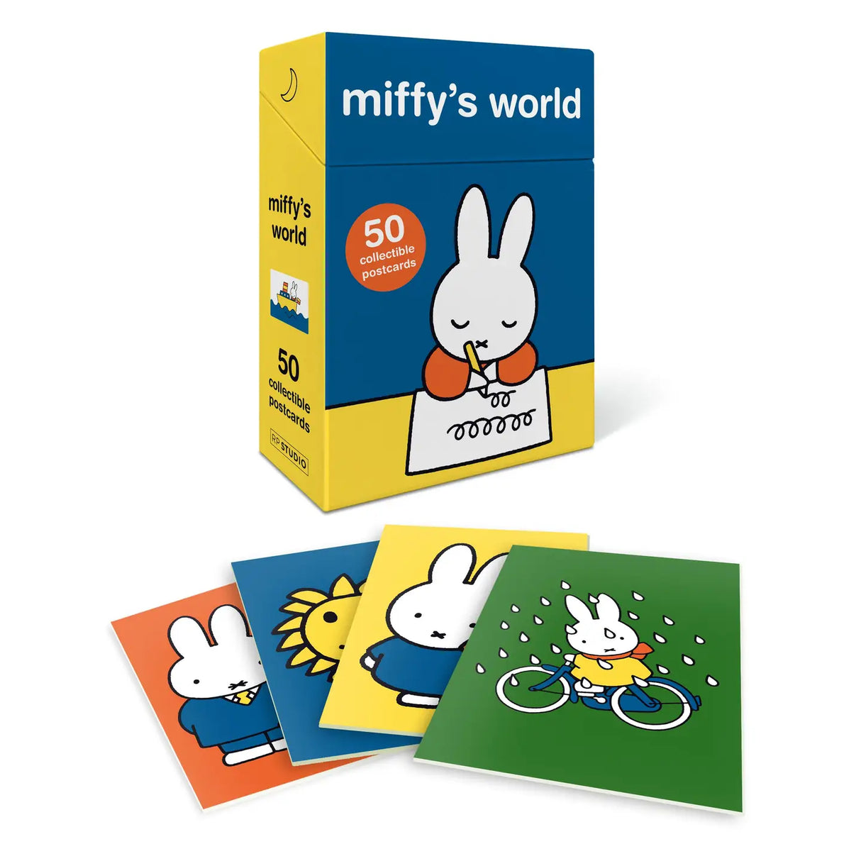 Mail from Miffy! Brighten up family and friends mailboxes (or decorate your space) with these adorable postcards featuring artwork of everyone's favorite little bunny, Miffy
Includes 50 full-color postcards (3-3/4" x 5-1/2") of Miffy, her friends, and other fun elements and accessories from Miffys world, highlighting the vibrant and signature colors of Dick Bruna's iconic illustrations