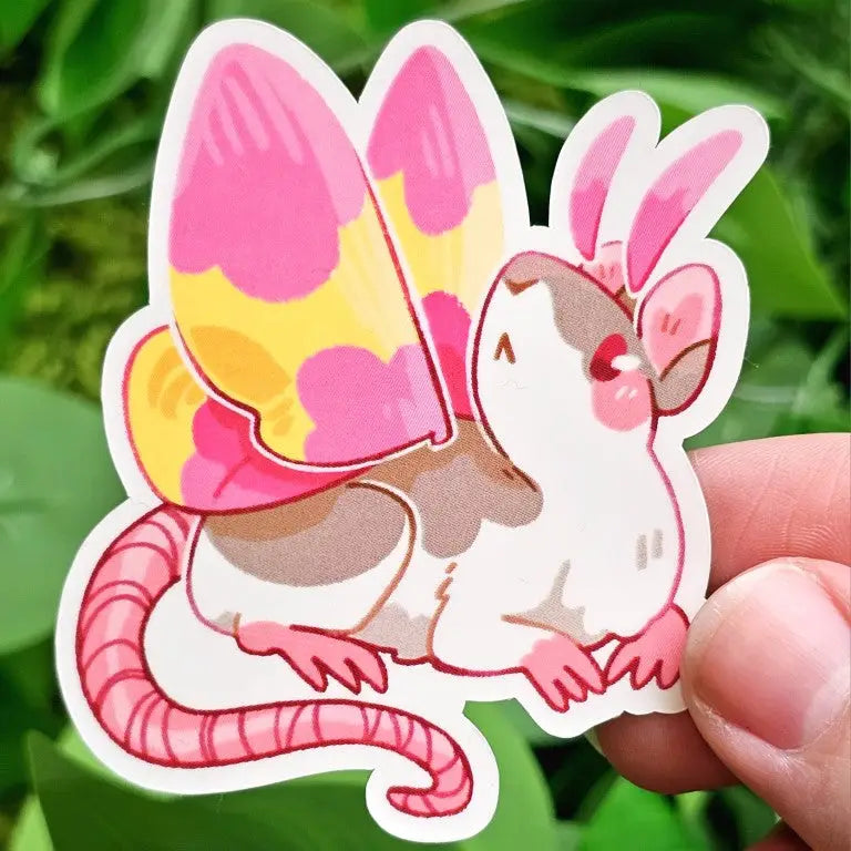 ❤ Mothrat Stickers ❤
My new moth rats are fresh as a daisy!
These cuties are perfect for decorating your sketchbook cover, laptop, phone case, skateboard, and more!
____________
Size: - 3.5x3"
Materials: Laminated Waterproof/Weatherproof Material