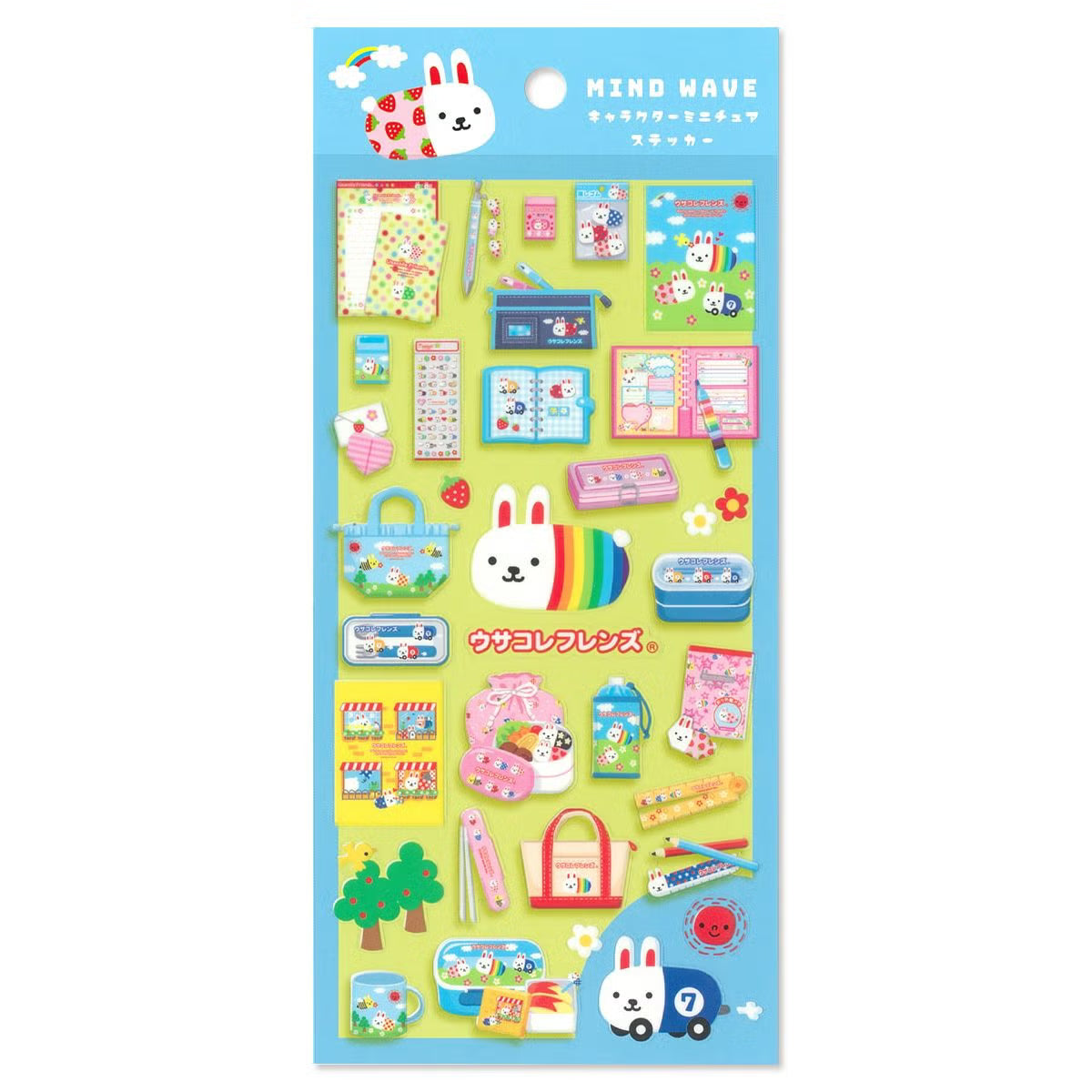 A sticker sheet that features original Mind Wave characters in miniature sized stickers themed around Heisei retro is here to bring you whimsy and nostalgia! The plump form and childlike humorous expression will bring you back in time by adding a bright and colorful addition to your pages.