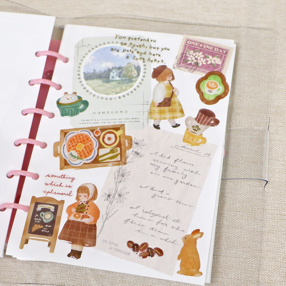A small three-dimensional sticker is now available! This collection of Mon Atelier sticker sheets has 6 different variations to cover all your favorite things!
You can enjoy these cozy puffy stickers with gold accents anywhere. Use these stickers on your planner, cards, photo album, frames, gift wrap, stationery, scrapbook pages, calendars and more.
Includes ONE sticker sheet.