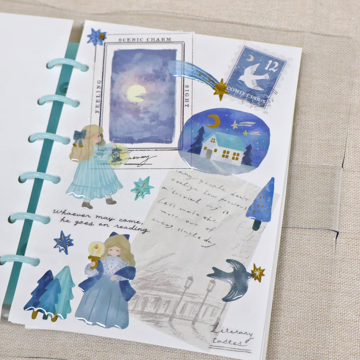 A small three-dimensional sticker is now available! This collection of Mon Atelier sticker sheets has 6 different variations to cover all your favorite things!
You can enjoy these cozy puffy stickers with gold accents anywhere. Use these stickers on your planner, cards, photo album, frames, gift wrap, stationery, scrapbook pages, calendars and more.
Includes ONE sticker sheet.