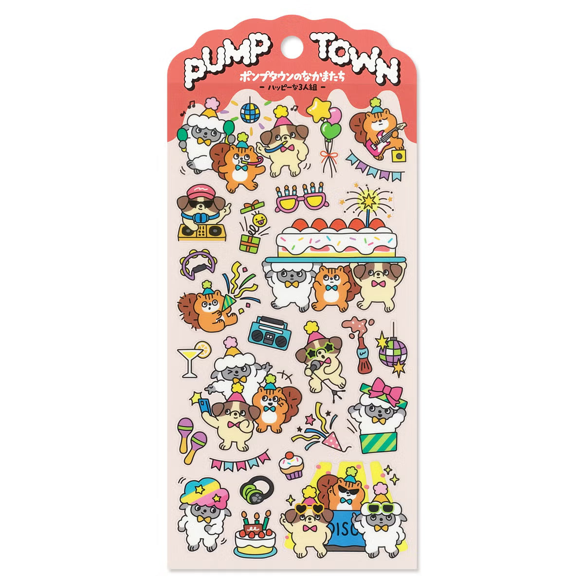 The daily lives of creatures living in the always fun 'Pump Town' are now available as stickers! Whether you're excited or lazy, it's a town where you can do anything. These stickers are perfect for journaling, scrapbooking, and marking your calendar.
• This package includes 1 sheet of sticker
• Material: PET Tape
• Package measures approx. 8" x 3.5"
• Made in Japan