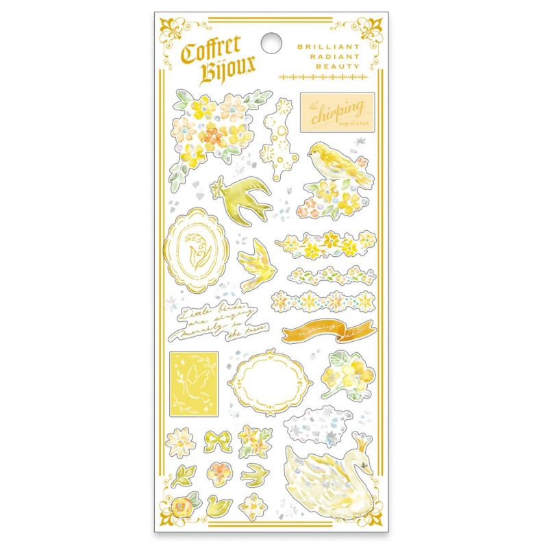 Sheet of decorative stickers with floral and nature-themed designs on a white background.