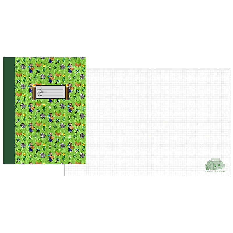Build, create, and explore with this Minecraft composition notebook set designed to capture all of your class notes.
LINED AND GRAPH NOTEBOOKS: This set contains one lined notebook and one graph notebook, each with 100 pages of archival paper. Use the lined notebook for writing and note taking, and use the graph notebook for drawing graphs, solving math problems, drawing your builds, and more.
PERFECT FOR STUDENTS: With a standard size of 7.5 by 9.75 inch size, these composition notebooks are perfect to t