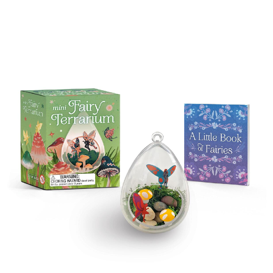 Add some cottagecore flare to your home or office with this mini fairy terrarium!
Specifications:
Includes mini terrarium, measuring about 3 inches in height, along with two fairy figurines, a mushroom figurine, and real moss and rocks to decorate
Book Included: a 48-page 2-1/2 x 3-1/2 inch book features profiles and full-color illustrations of more than 20 diverse fairies from folktales around the world
Perfect Gift: This whimsical terrarium and book set is an ideal gift for fae-lovers of every age