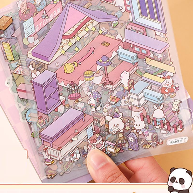 Unleash your creativity with these 3D scene stickers! Perfect for kids and adults, you can design your own miniature house scenes with six unique backgrounds and stickers. Enjoy hours of imaginative fun while enhancing creativity as you bring your dream cabin to life.
This set provides 12 sheets of PET stickers to decorate 6 different scene cards.