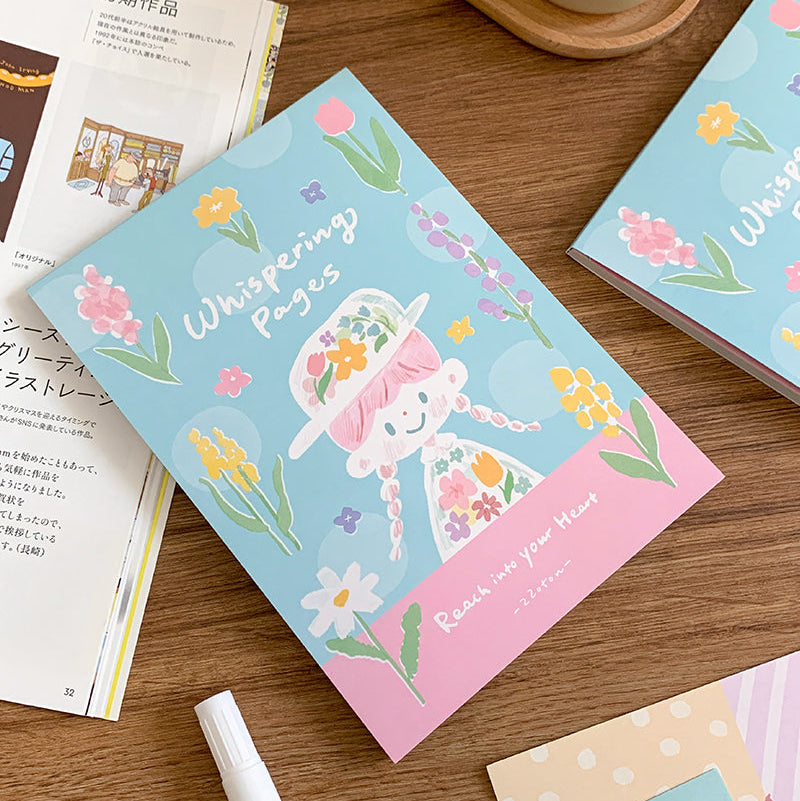 Molinta - Gentle Dreams A5 Colored Notepad
Enjoy 5 sets of 12 different designs that total to 60 sheets that can be used for various purposes such as gift wrapping or making cute collages in your journal!
Specifications: 148mmx210mm
Material: 100g white kraft paper
Full color pages inside
Number of pages: 60