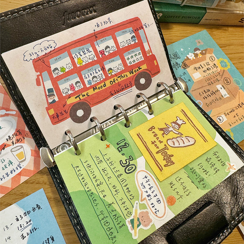 Molinta - Mood Bus A7 Memo Pad
Enjoy 20 sheets of this memo pad to track your moods throughout the entire week to add to your journaling experience!
Specifications: 80mmx120mm
Material: 120g white kraft paper
Number of pages: 20