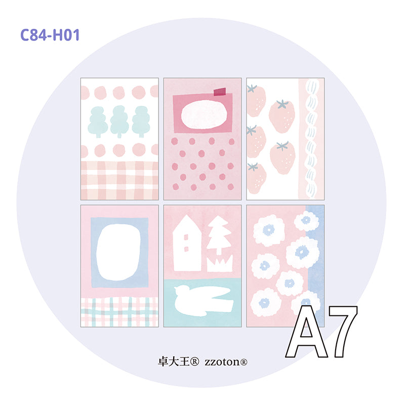 Molinta - Pink Memories A7 Memo Sheets
Enjoy these cute memo sheets with 6 different patterns front and back! 4 pages of each pattern.
Specifications: 80mmx120mm
Material: 120g cotton paper
Number of pages: 24