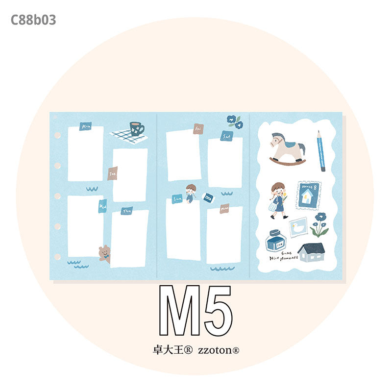 Molinta - Weekly Plan M5 Tri-Fold Pages
Plan out your week with a full, undated weekly layout split into three sections to customize with your own creative touch!
Specifications: 183mmx105mm
Material: 120g white craft
Number of pages: 10