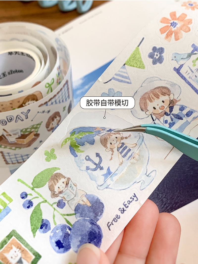 Molinta Colors: Dark Blue, Brown, and Green Washi Tape 2 Kiss Cut Washi