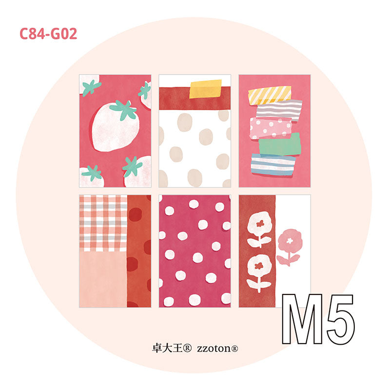 Molinta M5 Memo Sheets - Warm Red
Enjoy these cute memo sheets with 6 different patterns front and back! With 4 sheets of each pattern, you get a generous stack of beautifully coordinated designs that fit effortlessly into any M5 setup.
Specifications: 67mm x 105mm
Material: 120g cotton paper
Number of pages: 24