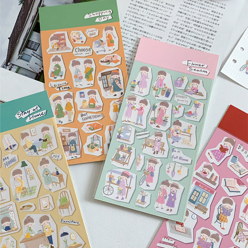 Molinta Sticker Sheet - Stay At Home
A cozy, heartwarming sticker sheet designed to bring comfort and charm to your journals, planners, and creative projects.
80x158mm
Material: PVC
Includes 1 sticker sheet