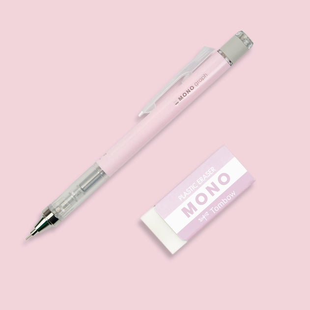 Mono Graph Mechanical Pencil + Eraser Set Pink
