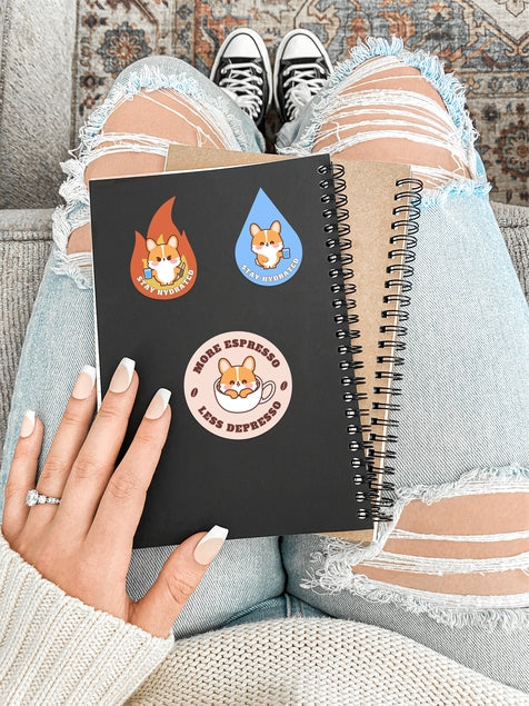 More Espresso, Less Depresso Corgi Vinyl Sticker