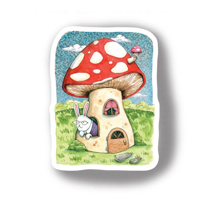 Mushroom Cottage Holographic Glitter Sticker
