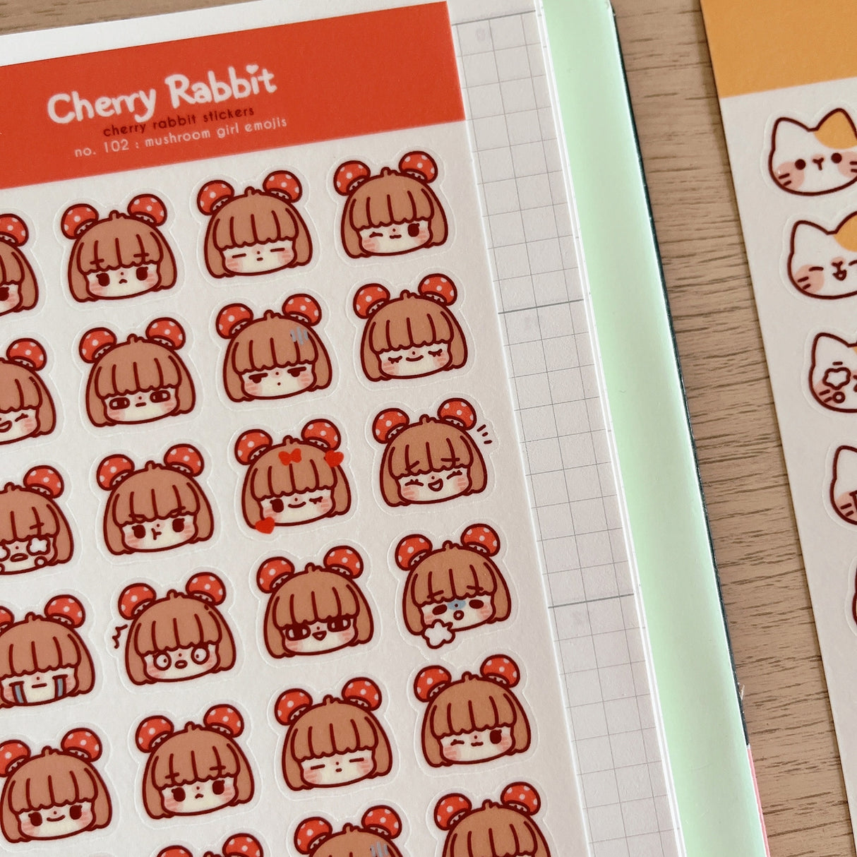 Cherry Rabbit Mushroom Girl Emojis Sticker Sheet