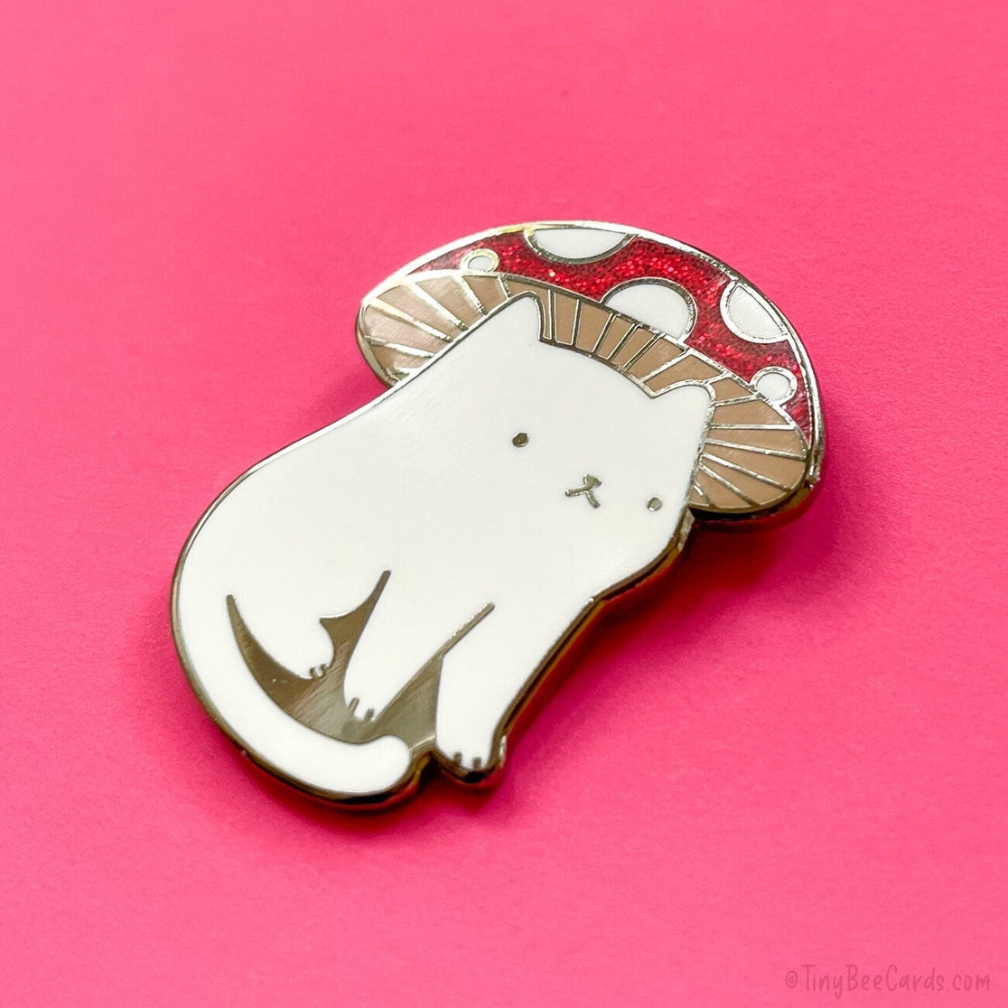 Mushroom Kitty Glitter Hard Enamel Pin