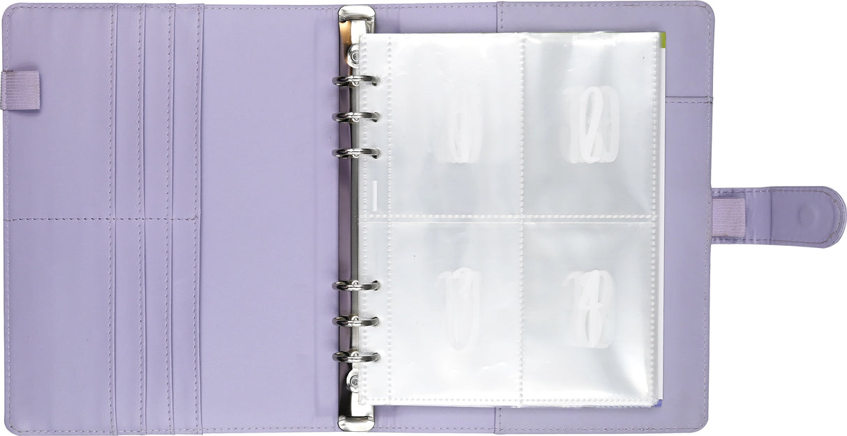 Sturdy 6-ring binder with magnetic closure flap comes with 100 pre-numbered envelopes. Use them to save $100, $1,020, or $5,050! Includes 3 reusable tracker cards. Inside cover pockets hold your cash until you've saved enough to move it into the appropriate envelope. See your savings build as you fill each envelope and track each contribution! Before you know it, you'll have reached your 100th envelope, achieving Super Saver status!
Binder measures 6-3/4'' wide x 9-1/8'' high.
Instructions and 3 reusable t