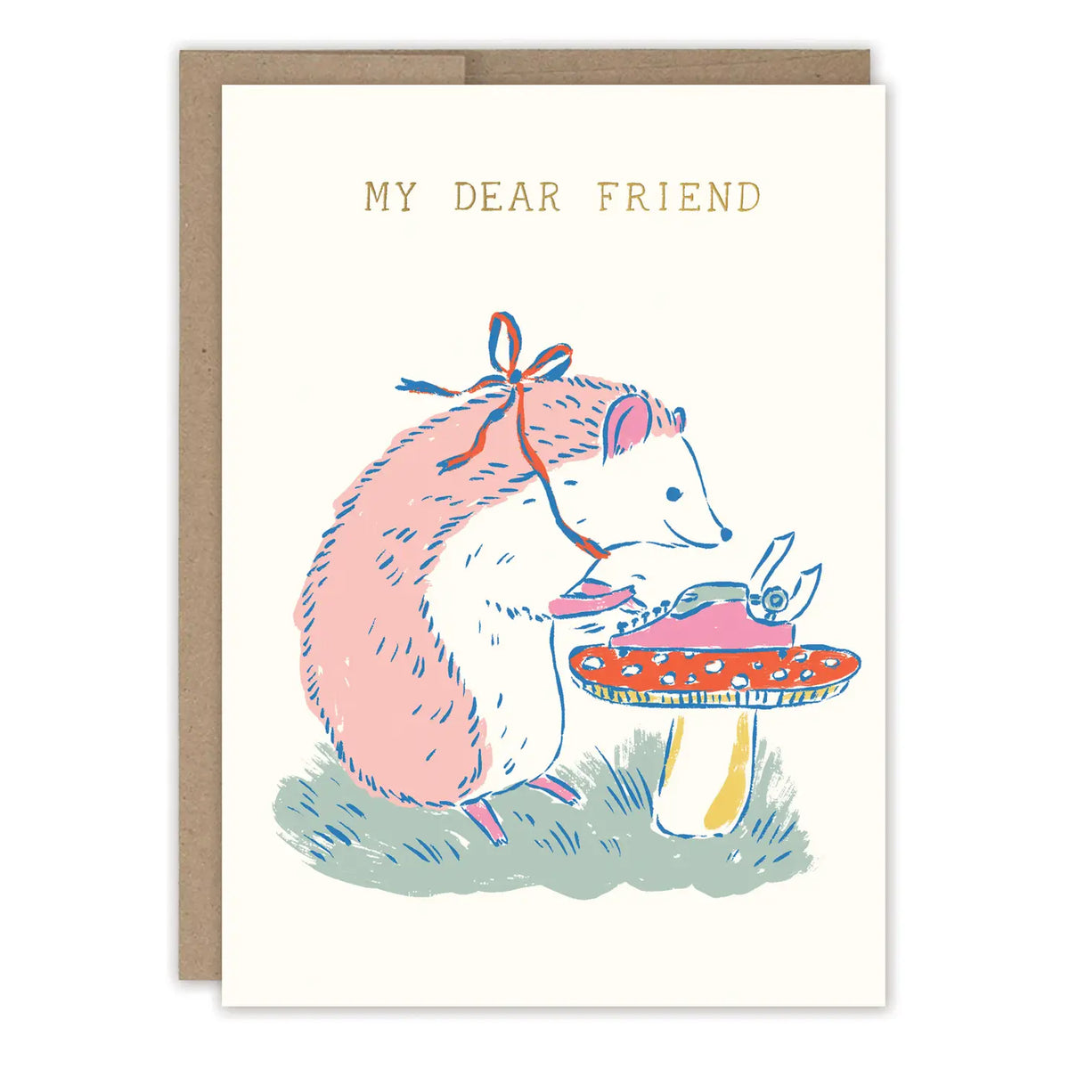 My Dear Friend Hedgehog Friendship Card
Inside verse: Blank inside
• Illustrated by Emily Taylor
• Pre-priced
• Size: A6, 4.5" x 6.25"
• Paired with a Kraft envelope
• Printed in the USA.
About The Artist: Emily Taylor draws and daydreams from her studio in a tiny town north of Toronto, Canada. Her work is best known for its feel of modern nostalgia, its painterly linework and joyful colors. Emily is inspired most by walks in nature and slow wanderings of antique markets.