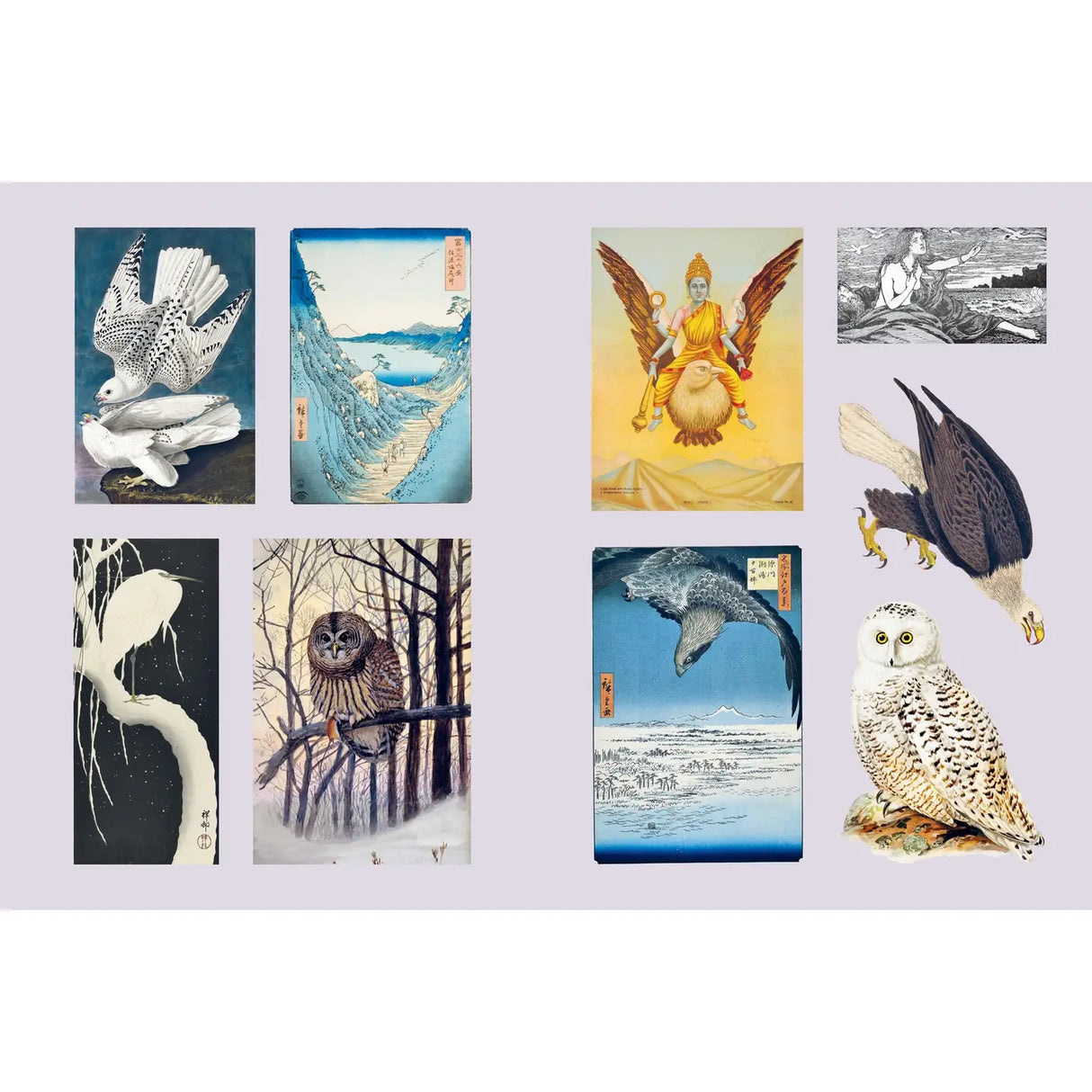 This sticker book features more than 400 nature-themed artworks, both vintage and vintage inspired, celebrating the bounty and magic of Earth. The book is organized into six sections devoted to the vibrant diversity of our planet: Rivers; Seas, Earth; Harvest, Mountains; Sky, Forests; Woodlands, Gardens; Flowers, and Deserts, Prairies; Plains and the corresponding flora, fauna, gods, goddesses, fairies, and other mystical creatures. Each section is introduced with a poetic thematic quote.
The stickers are