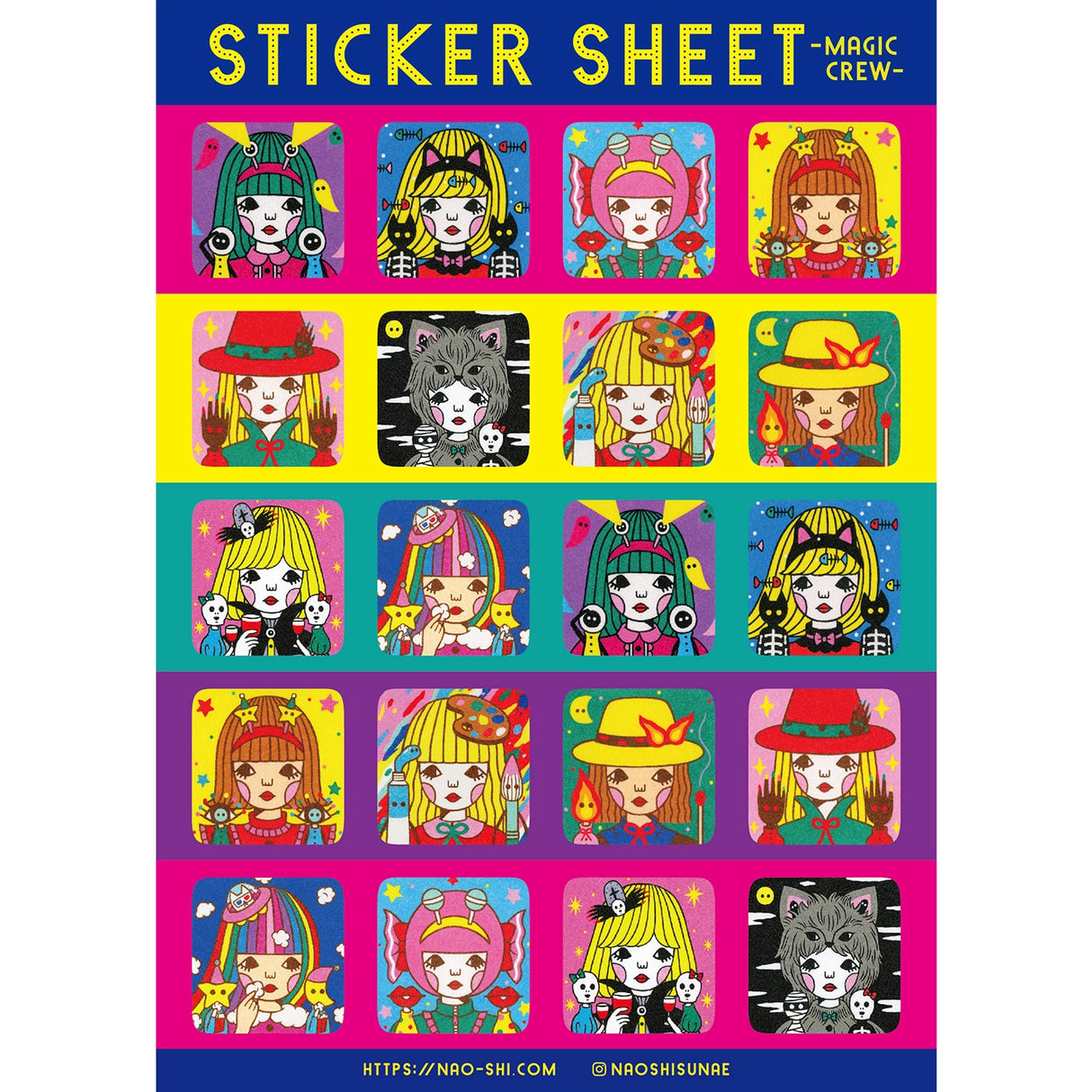 Magic Crew sticker sheet is perfect for decorating your journal, binder, planner, scrapbook or laptop.
*The size shown is a rough dimension of the characters (stickers). *The colors on actual print may vary slightly from what you see on your computer monitor. ---Copyright ©Naoshi / ALL RIGHTS RESERVED. ---