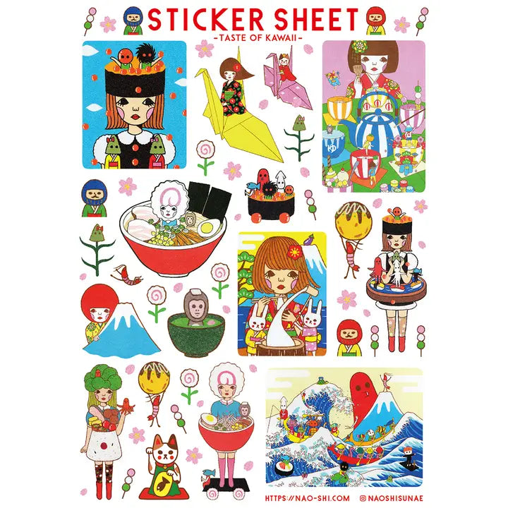 Taste of Kawaii sticker sheet is perfect for decorating your journal, binder, planner, scrapbook or laptop.
*The size shown is a rough dimension of the characters (stickers). *The colors on actual print may vary slightly from what you see on your computer monitor. ---Copyright ©Naoshi / ALL RIGHTS RESERVED. ---