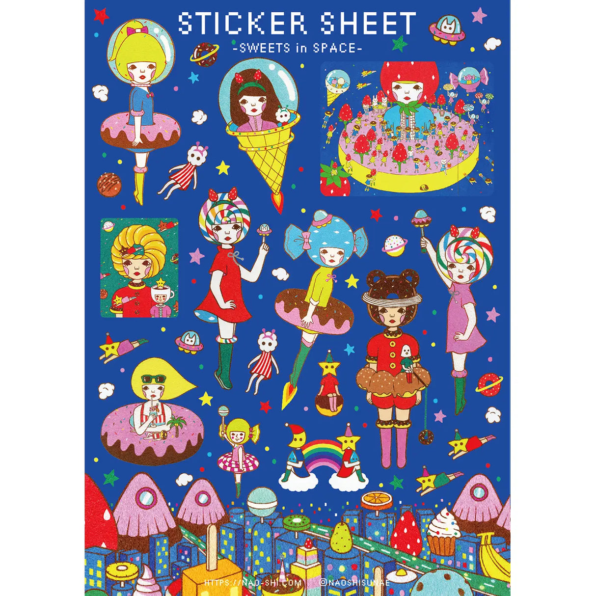 Naoshi Sweets in Space Sticker Sheet
Sweets in Space sticker sheet is perfect for decorating your journal, binder, planner, scrapbook or laptop.