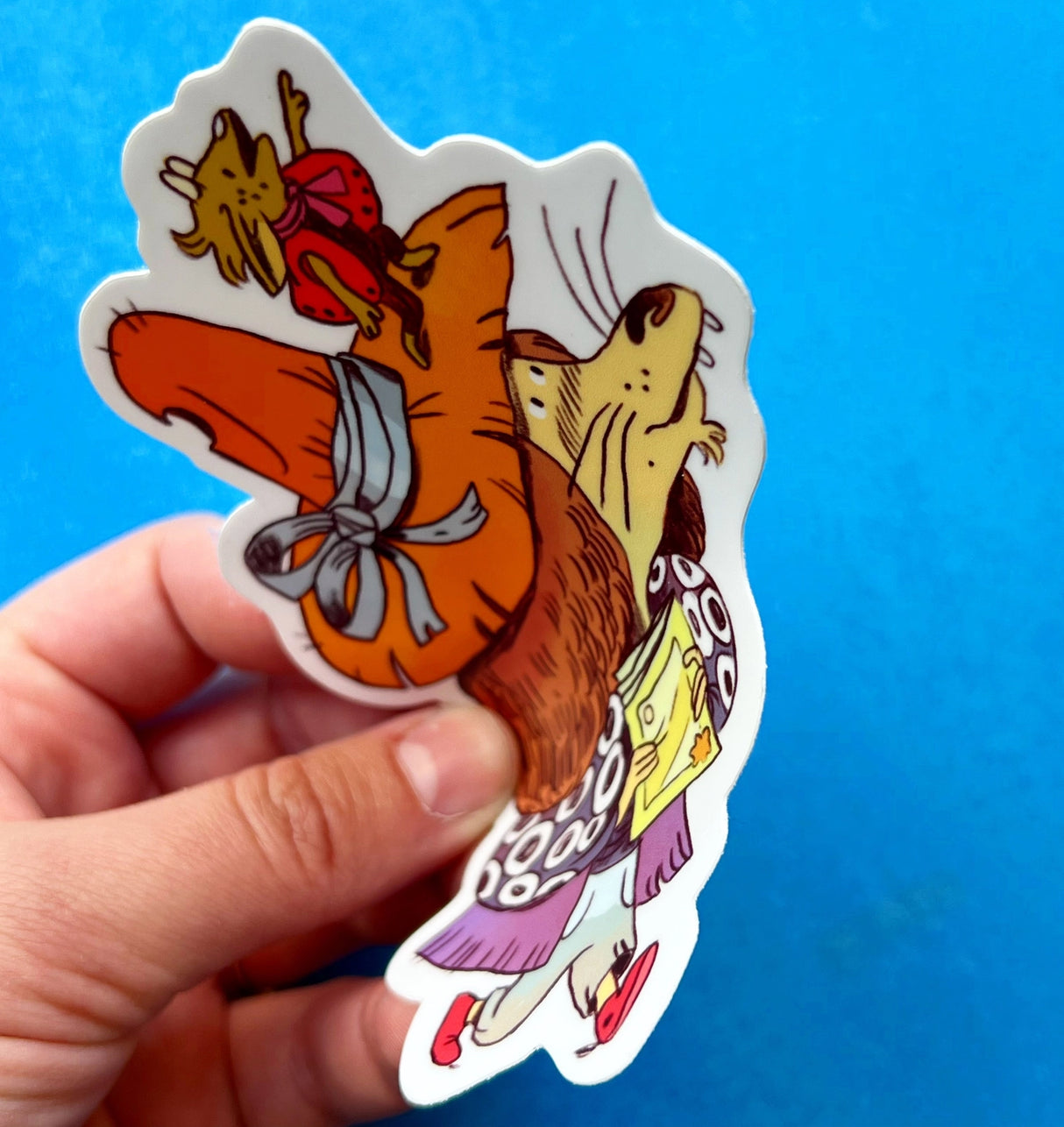 This Hat Rider matte sticker is 3.96" x 4". Great for water bottles, laptops or notebooks! They’re durable and waterproof and the thick vinyl protects the stickers from scratching, water and sunlight.