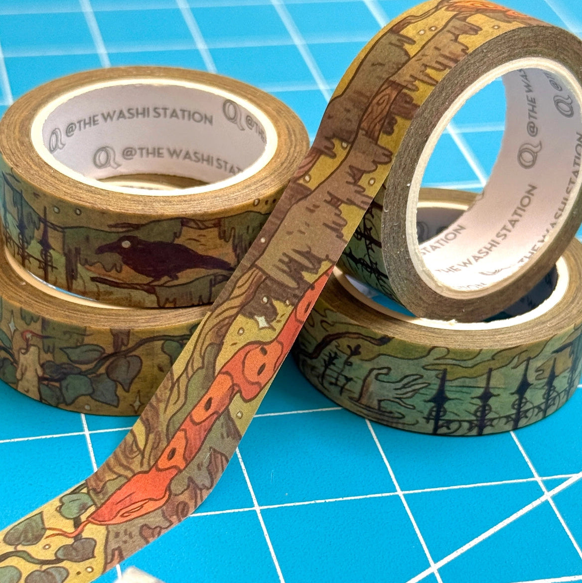 This washi tape features spooky elements evoking the dark, Southern Gothic worlds of Faulkner and O'Connor.