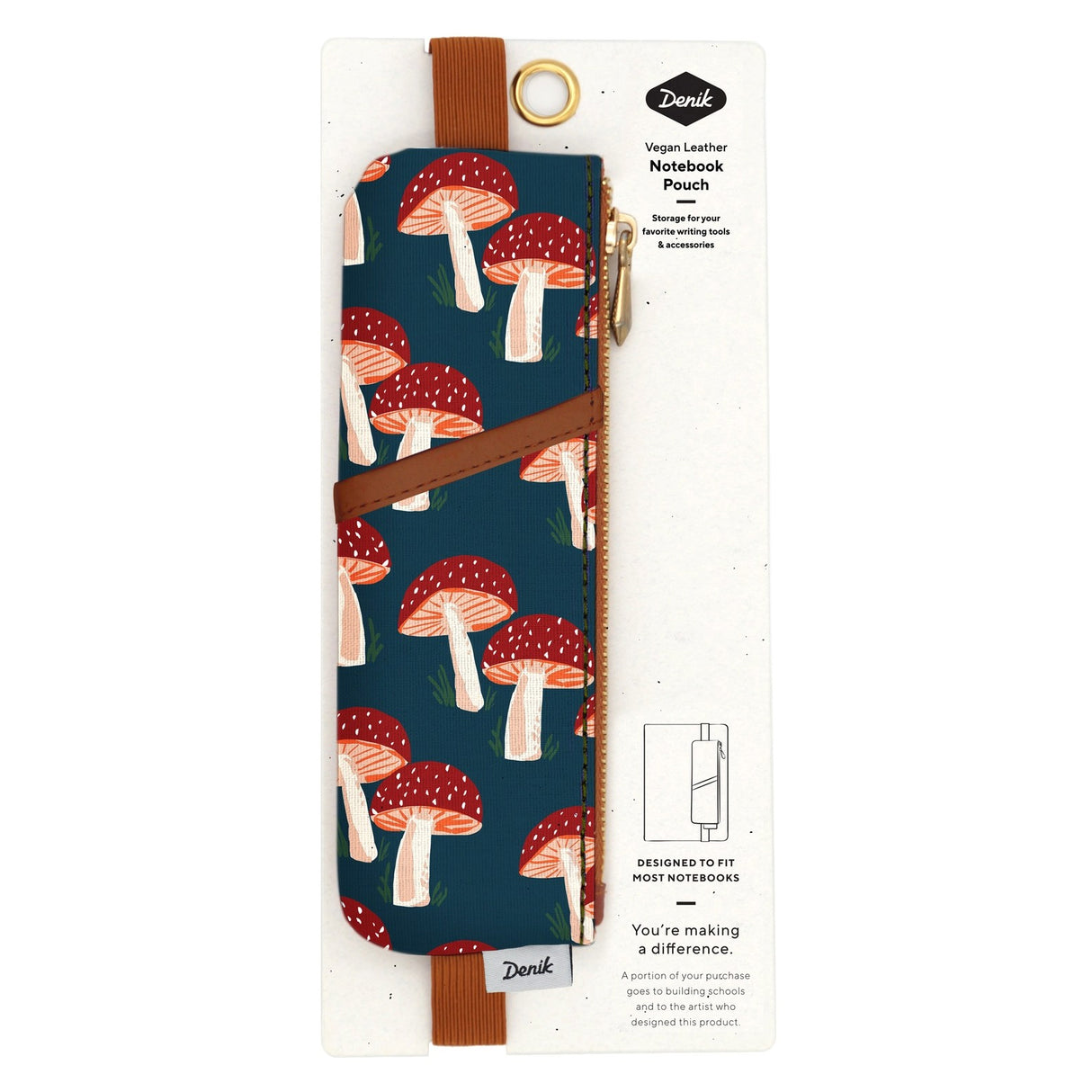 Navy Mushroom Notebook Pouch