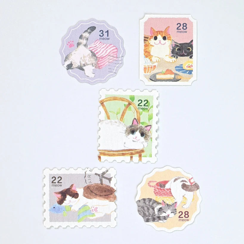 Nekorobi Stamp Flake Stickers
So many cats!! These flake stickers can be used for sealing letters or decorating planners. The design features a stamp-like design capturing cats leisurely enjoying their daily lives.
Nekorobi 5th Anniversary
Height 140×Width 63mm
5 Patterns - 20 Sheets
Crepe Paper Stickers