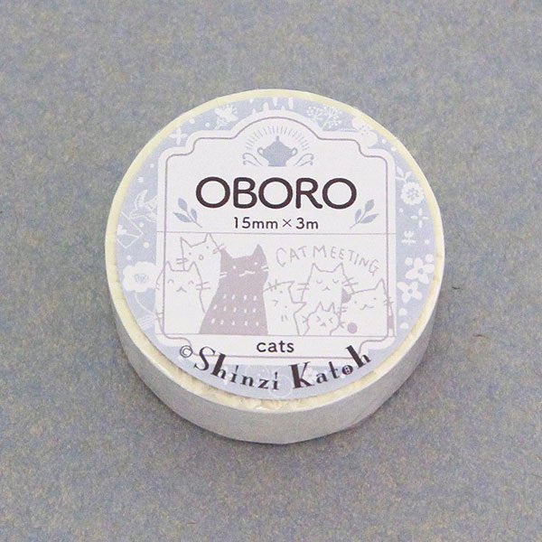 Cinta washi blanca de gatos Oboro