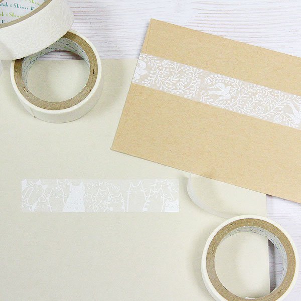 Cinta washi blanca de gatos Oboro