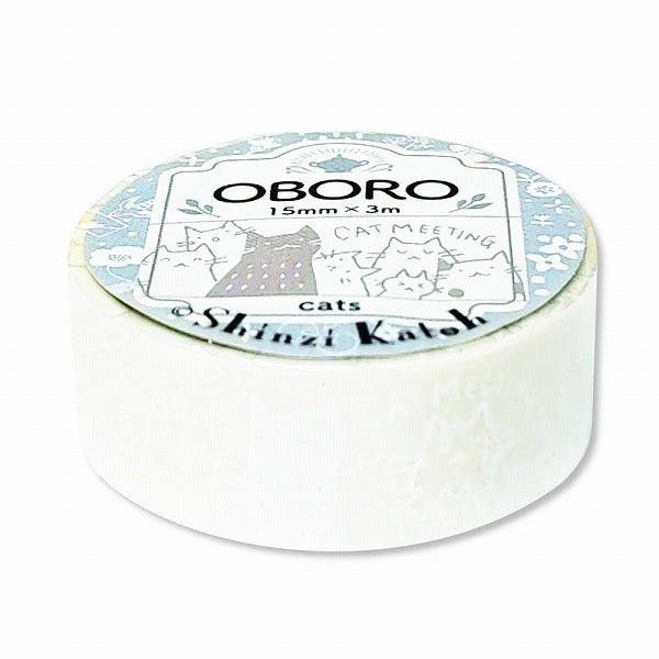 Cinta washi blanca de gatos Oboro