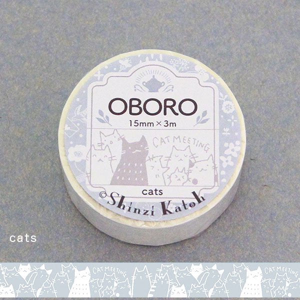 Cinta washi blanca de gatos Oboro