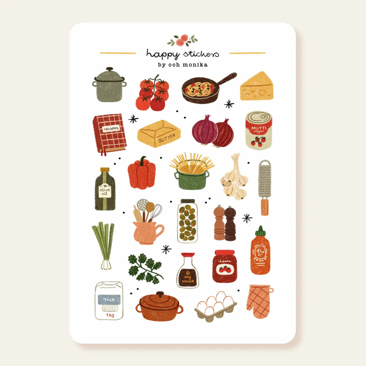 OchMonika Home Cooking Sticker Sheet
A sticker sheet full of cute little stickers perfect for planners, journals, or scrapbooking ❤