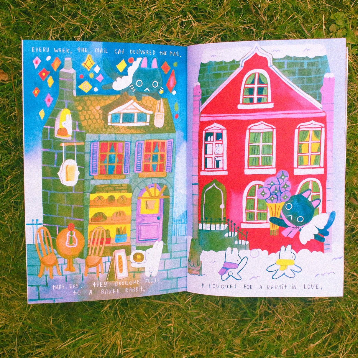 Odd Rabbits - Mail for the Mail Cat Zine
28 page, 8.5x5.5 inch full color zine!
Tells the story of Maebee the mail cat, and Bean's journey to deliver the mail!
Minor misalignment or smudges are not considered to be b-grade. 